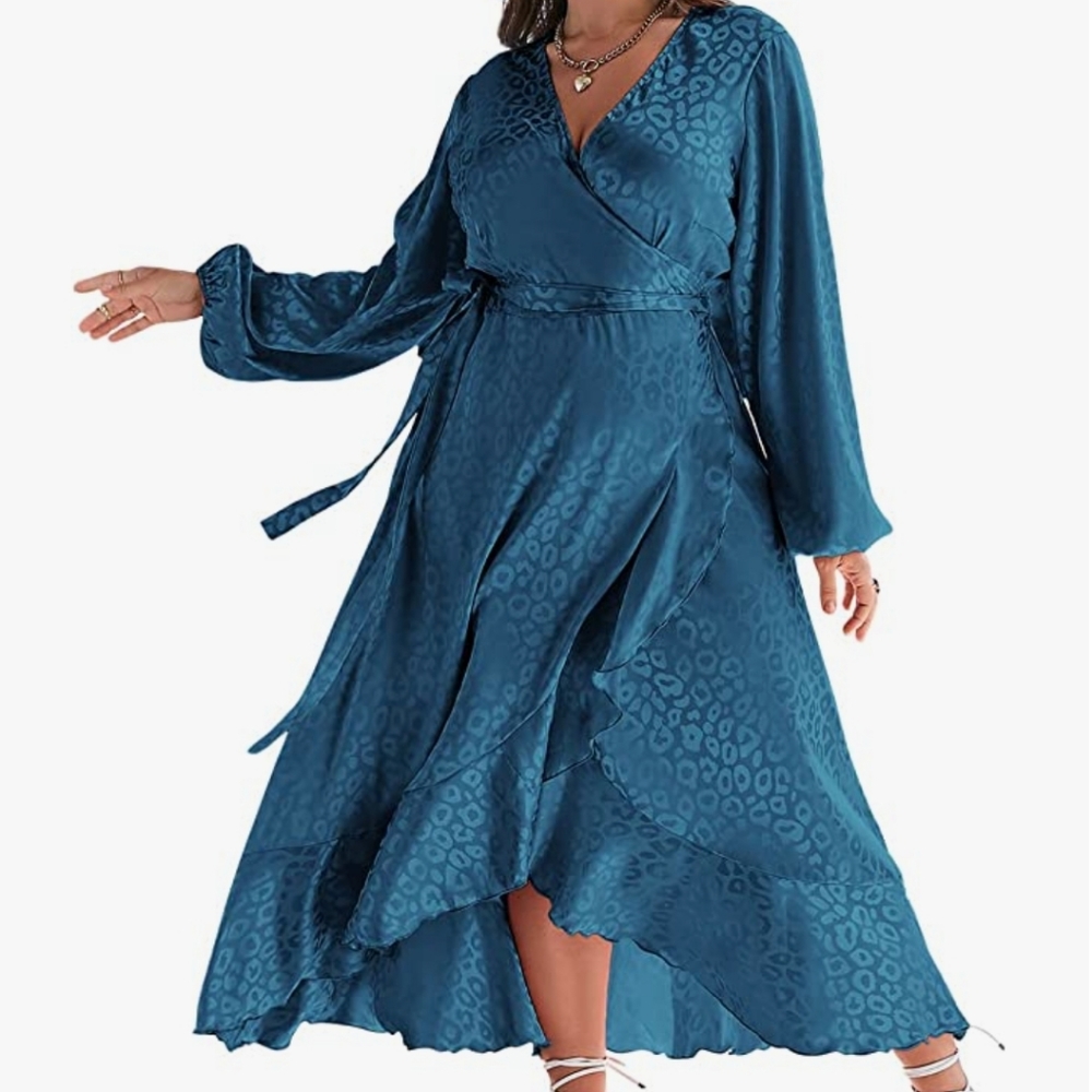 COPY - Women's Summer Chiffon V Neck Ruffle Maxi Dress